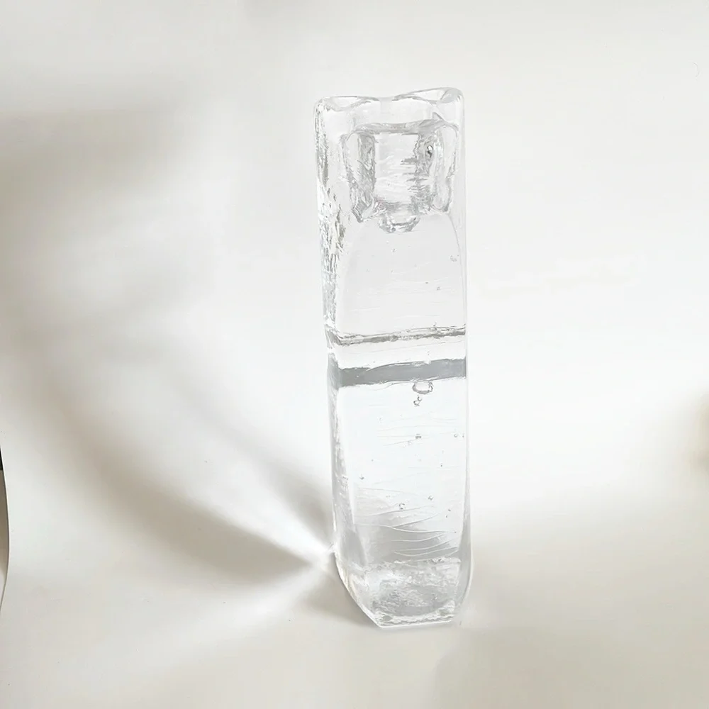 Kosta Boda Clear Glass Ice Candlestick Holder 12”